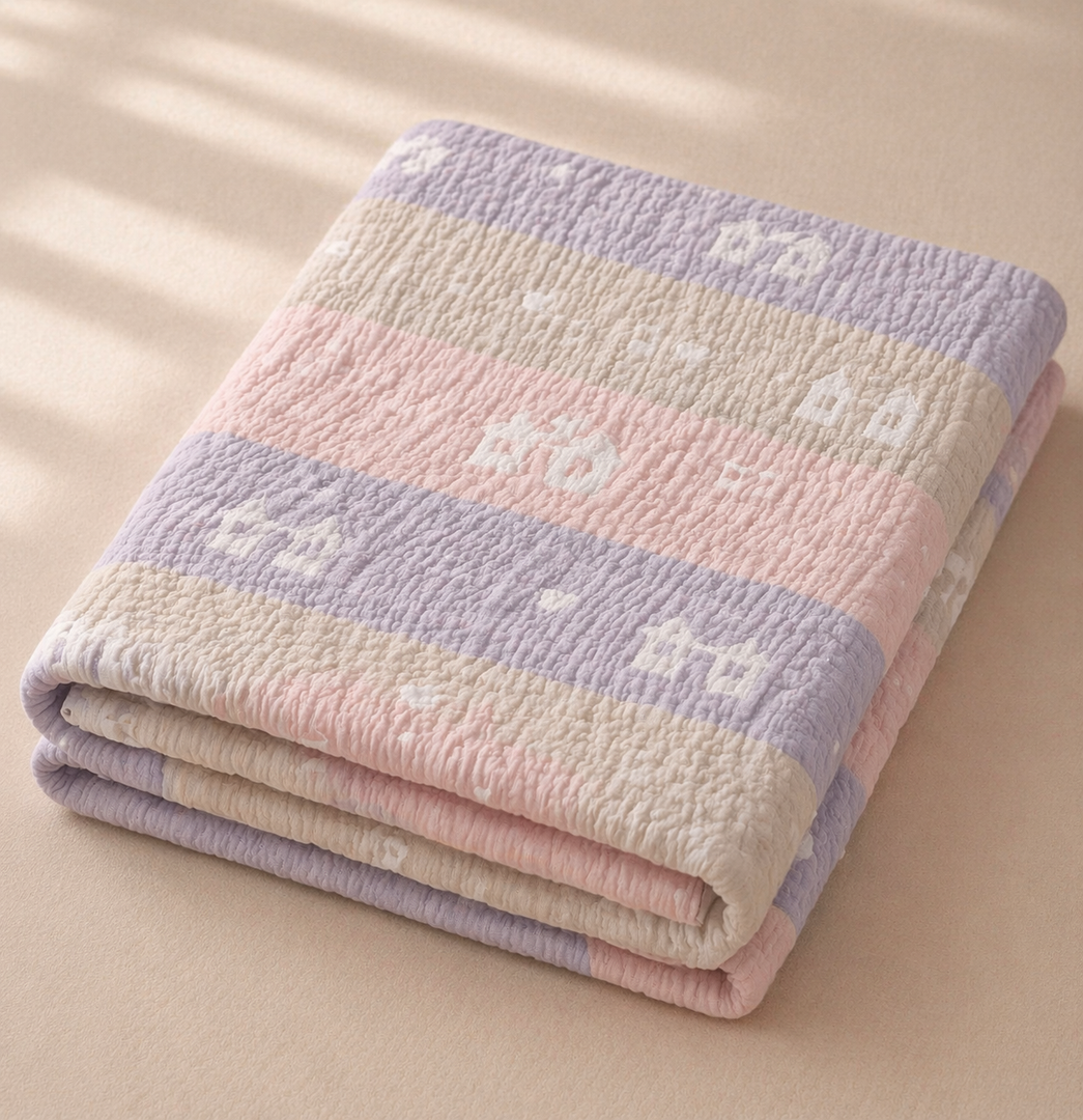 Multicolor House - Crinkled Muslin Baby Blanket