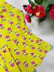 Lime Daffodil - Cotton Frock 0 to 6m