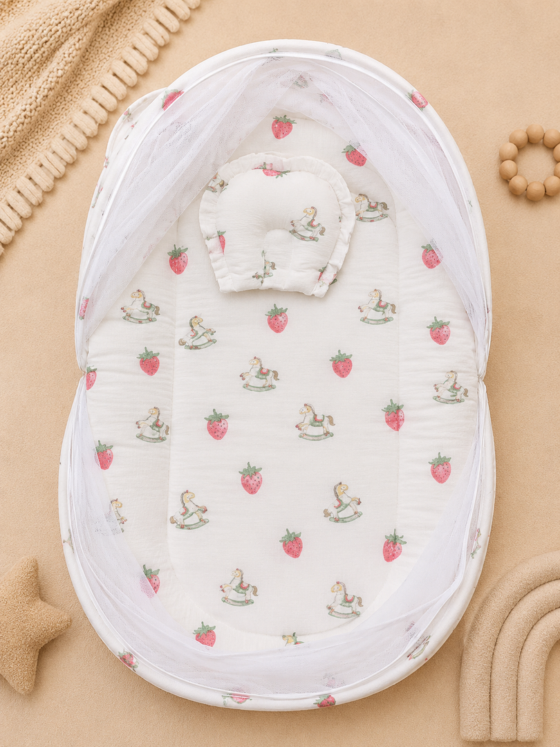 Muslin Net Bed - Strawberry