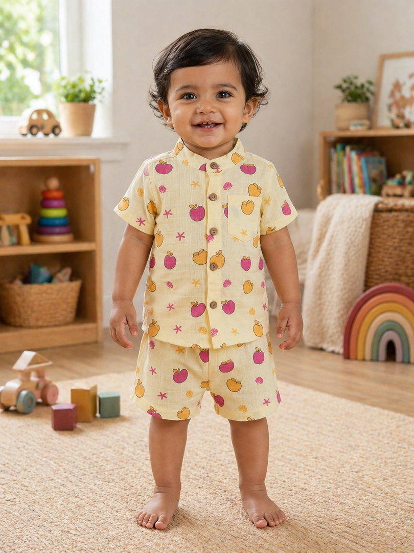 Baby Shirt and Shorts Set - Apples