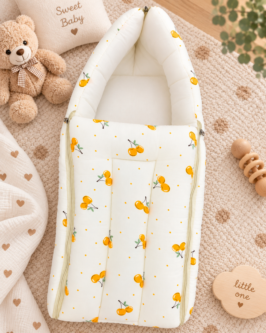 Muslin Carry Bed/Nest - Lemon Rush