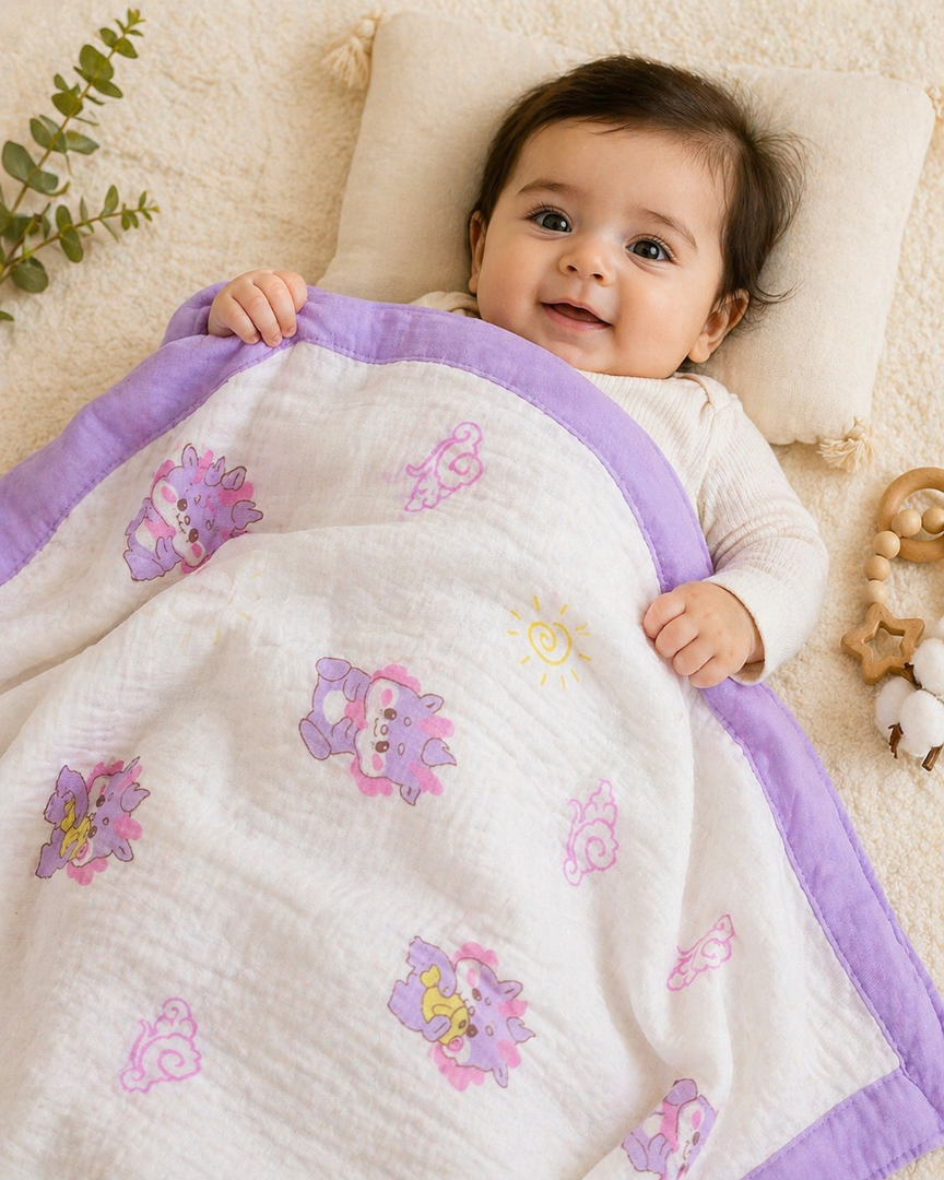 Lavender Boo - Muslin Baby Blanket