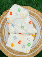 Load image into Gallery viewer, Alphabets Dance - Muslin Hooded Baby Blanket