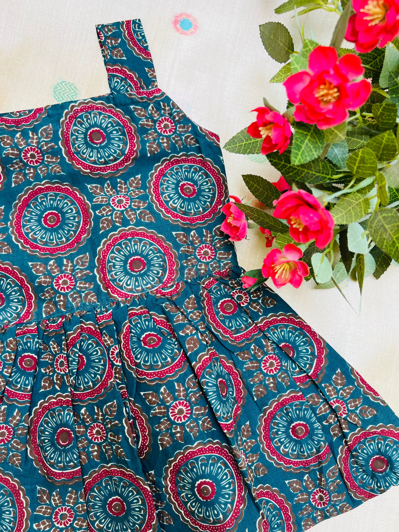 Blue Glitters- Cotton Frock  1 - 2 yrs