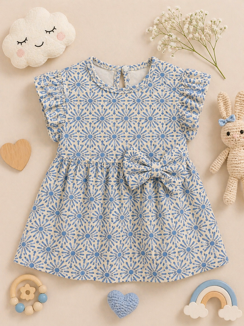 Blue Daffodil - Frill Cotton Frock