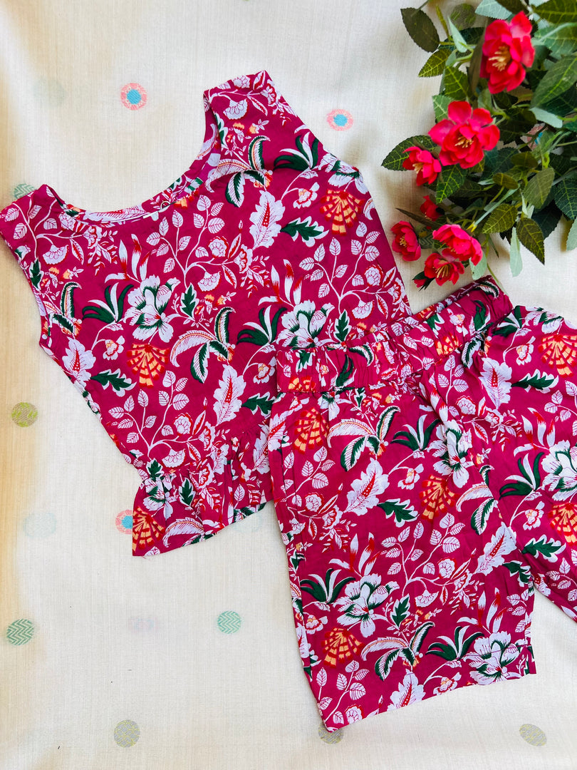 Dark Rose - Frill top & Shorts Set 2 - 3yrs