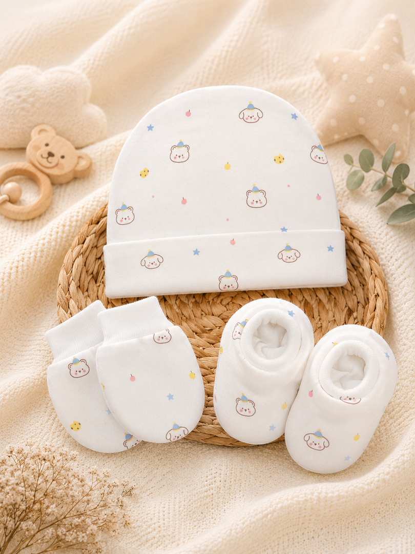 Mittens, Booties & Cap