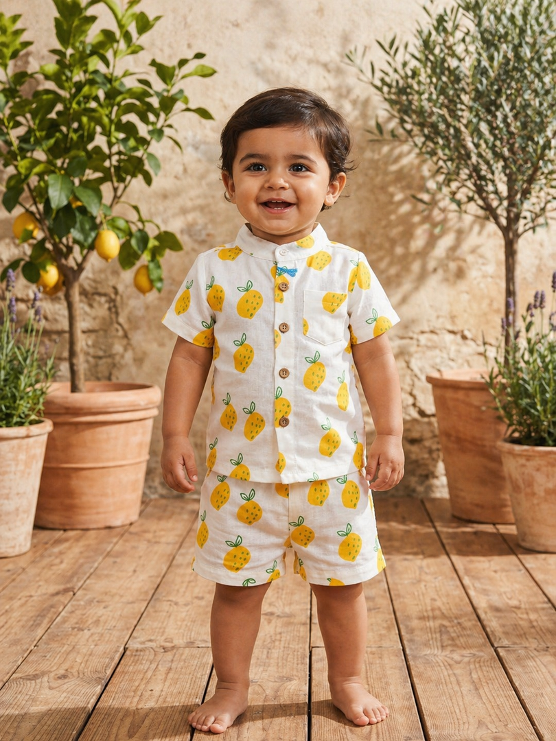 Baby Shirt and Shorts Set - Lemon