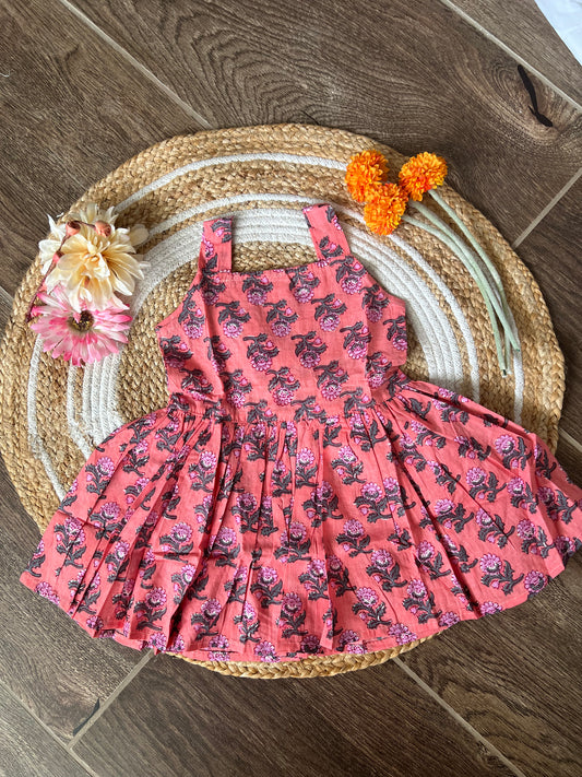 Coral Flush - Cotton Frock 2 to 2.5 Yrs