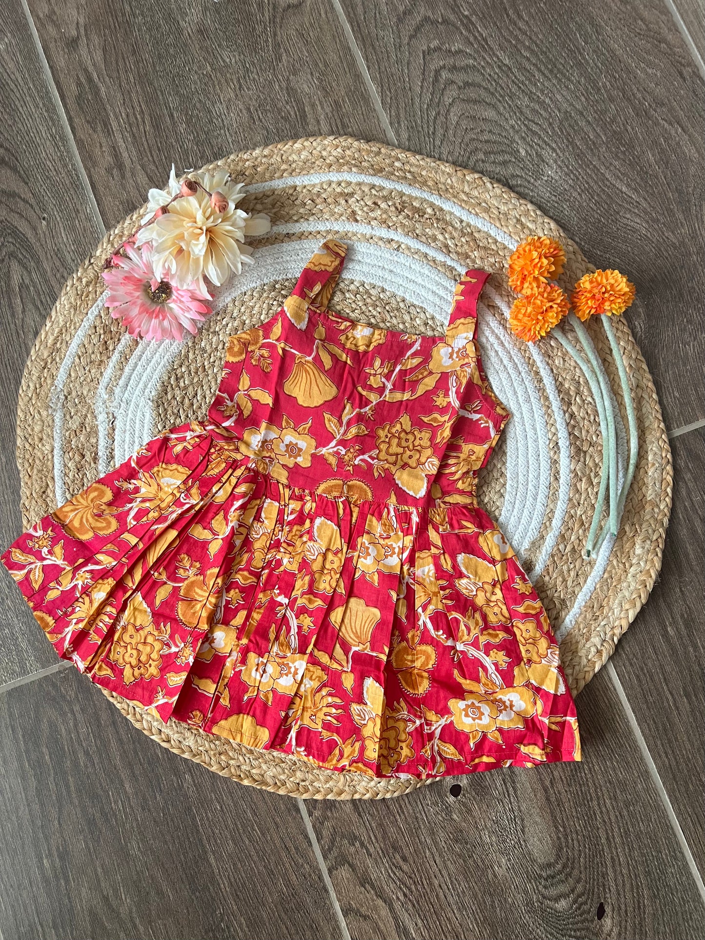 Red Daisy- Cotton Frock 2 to 2.5 Yrs