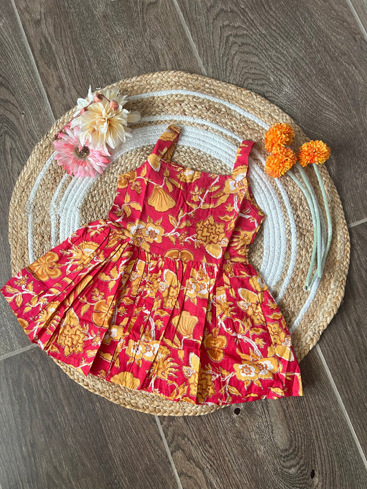 Red Daisy- Cotton Frock 2 to 2.5 Yrs