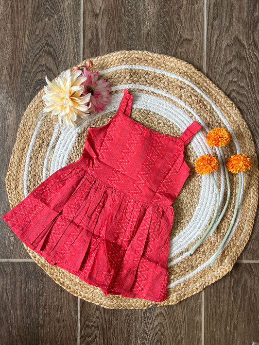 Crimson Love - Cotton Frock 1.5 to 2 yrs