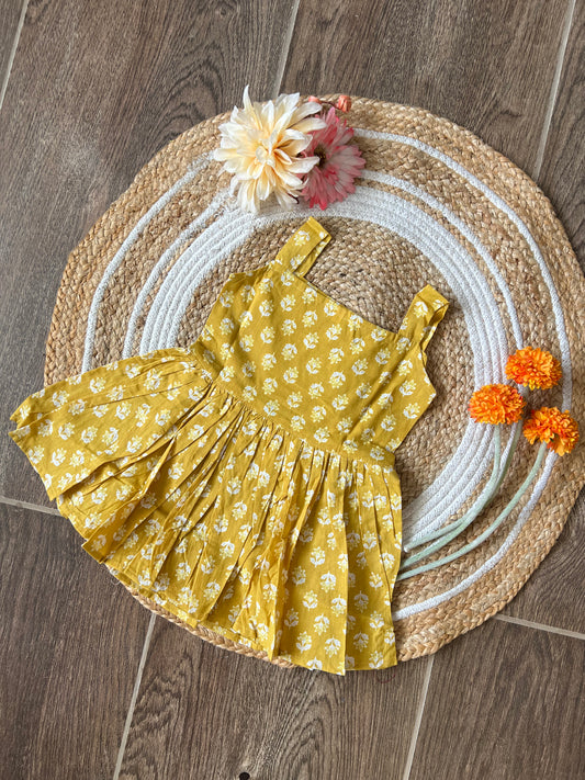 Golden Petals - Cotton Frock 1.5 to 2 yrs