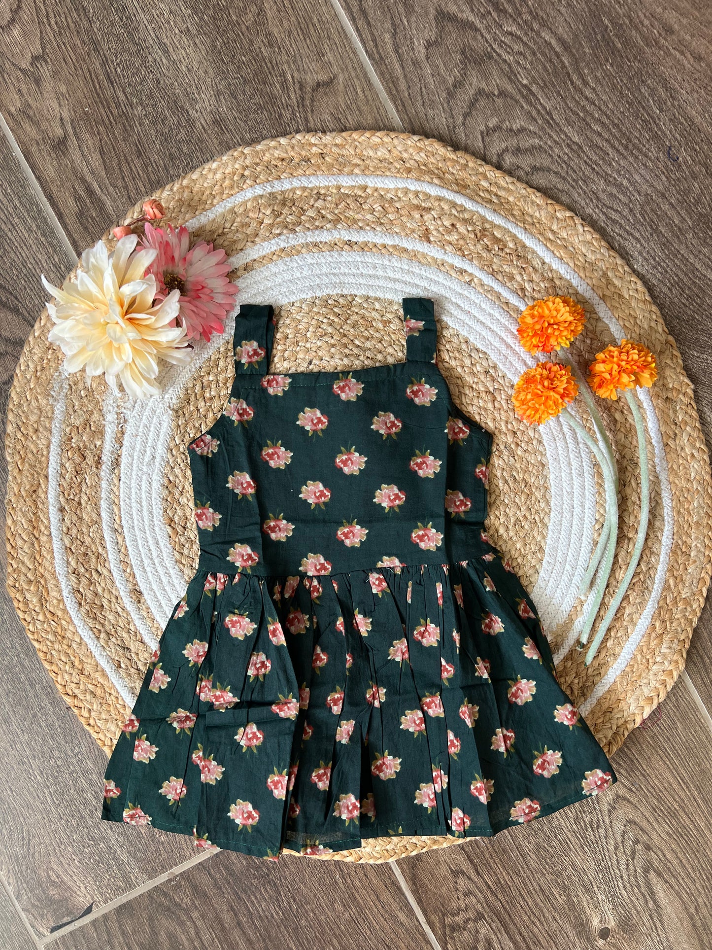 Green Petals - Cotton Frock 1.5 to 2 yrs