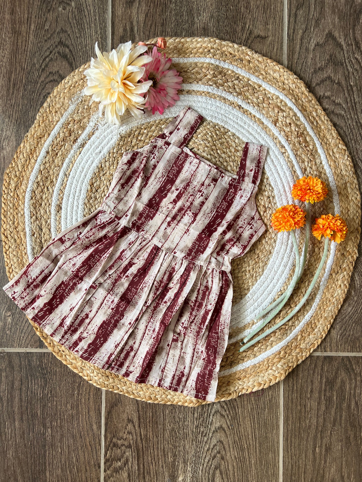 Brick Stripes - Cotton Frock 1.5 to 2 yrs