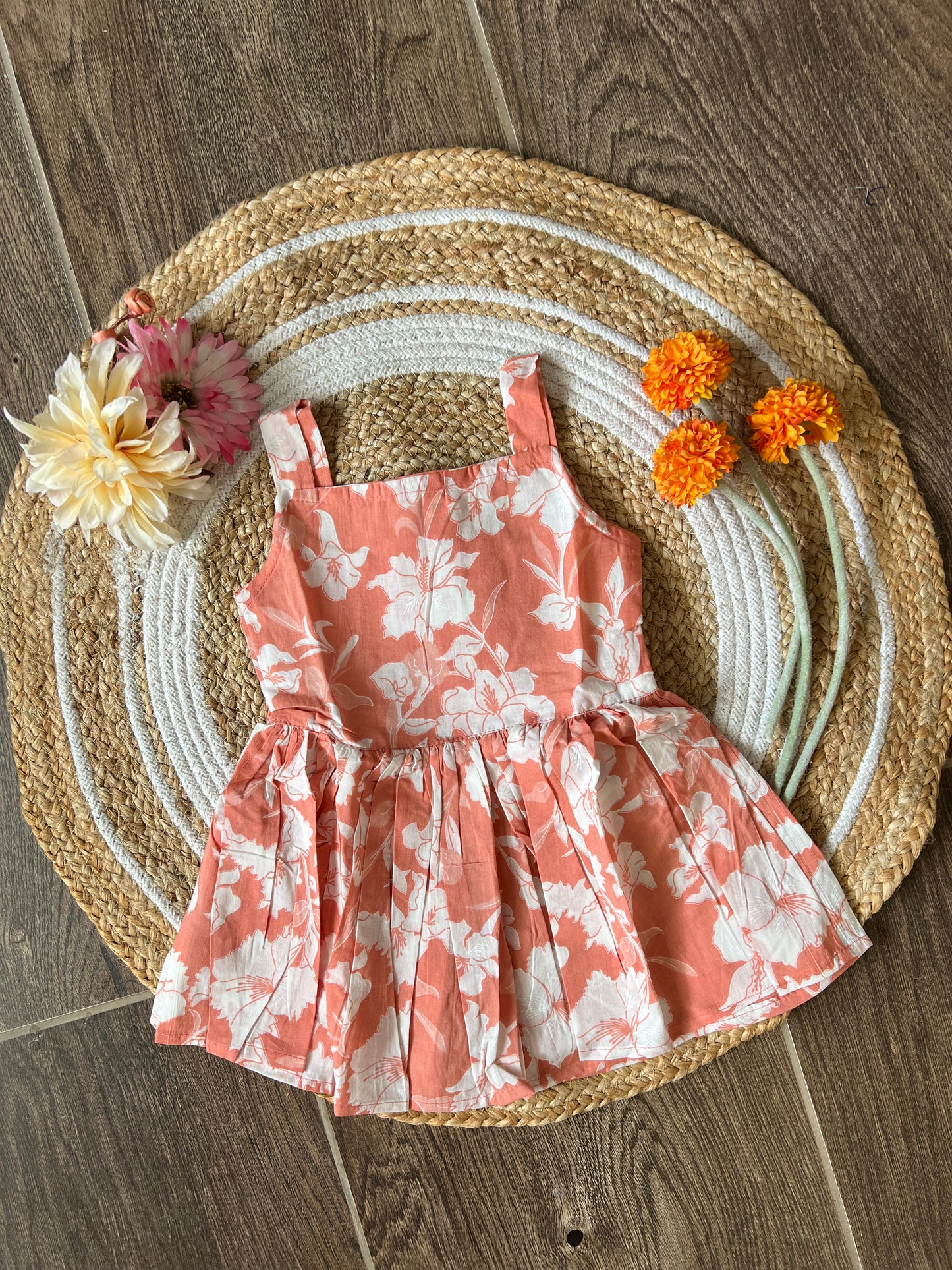 Coral Bloom - Cotton Frock 1.5 to 2 yrs