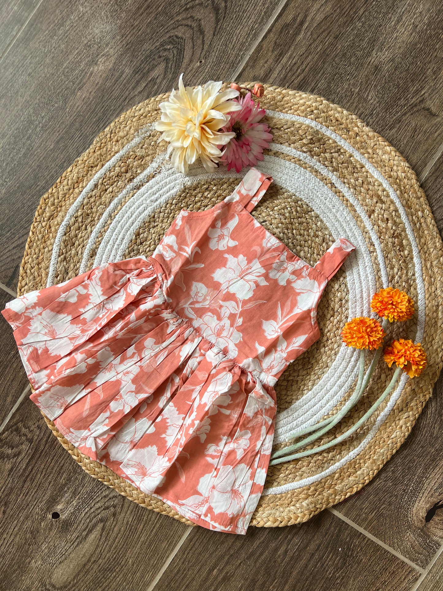 Coral Bloom - Cotton Frock 1.5 to 2 yrs