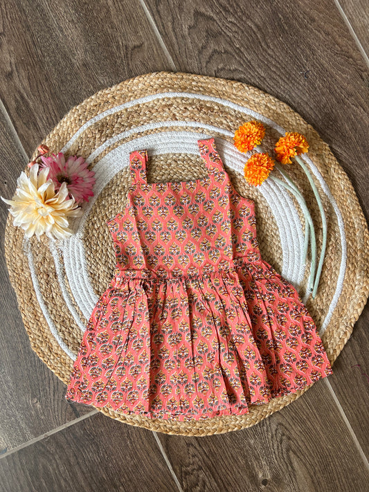 Coral Blush - Cotton Frock 1.5 to 2 yrs