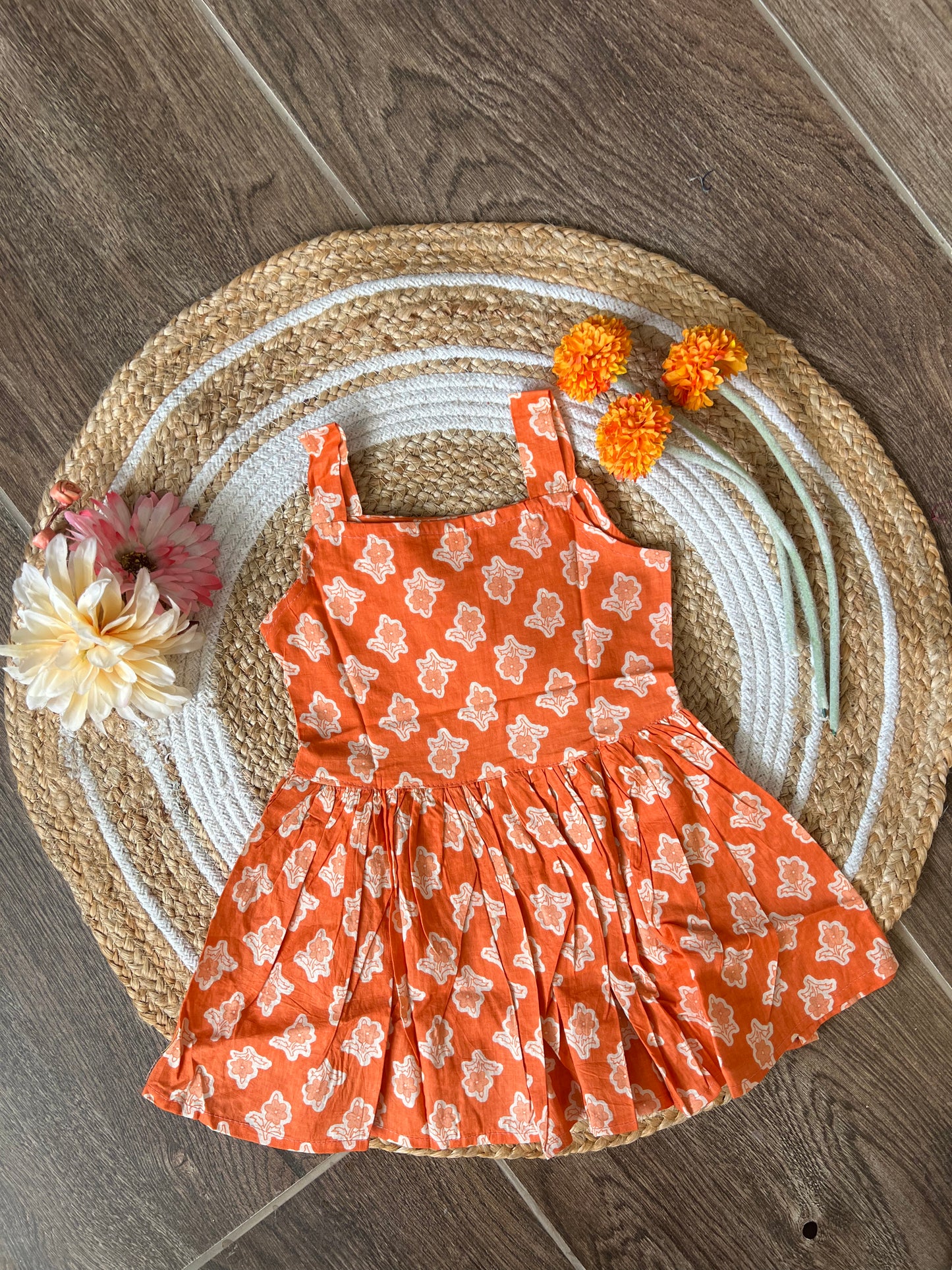 Orange - Cotton Frock 1.5 to 2 yrs