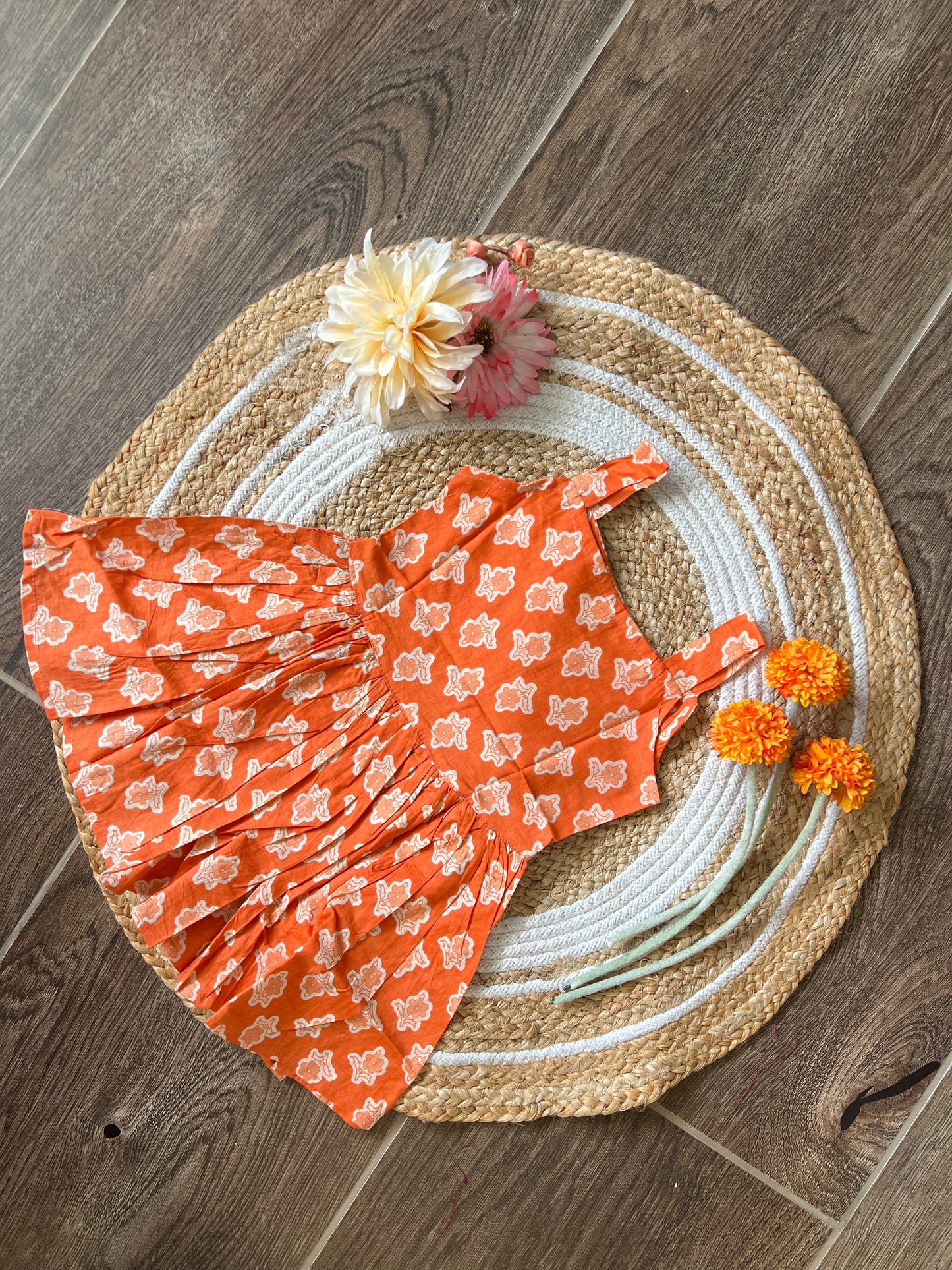 Orange - Cotton Frock 1.5 to 2 yrs