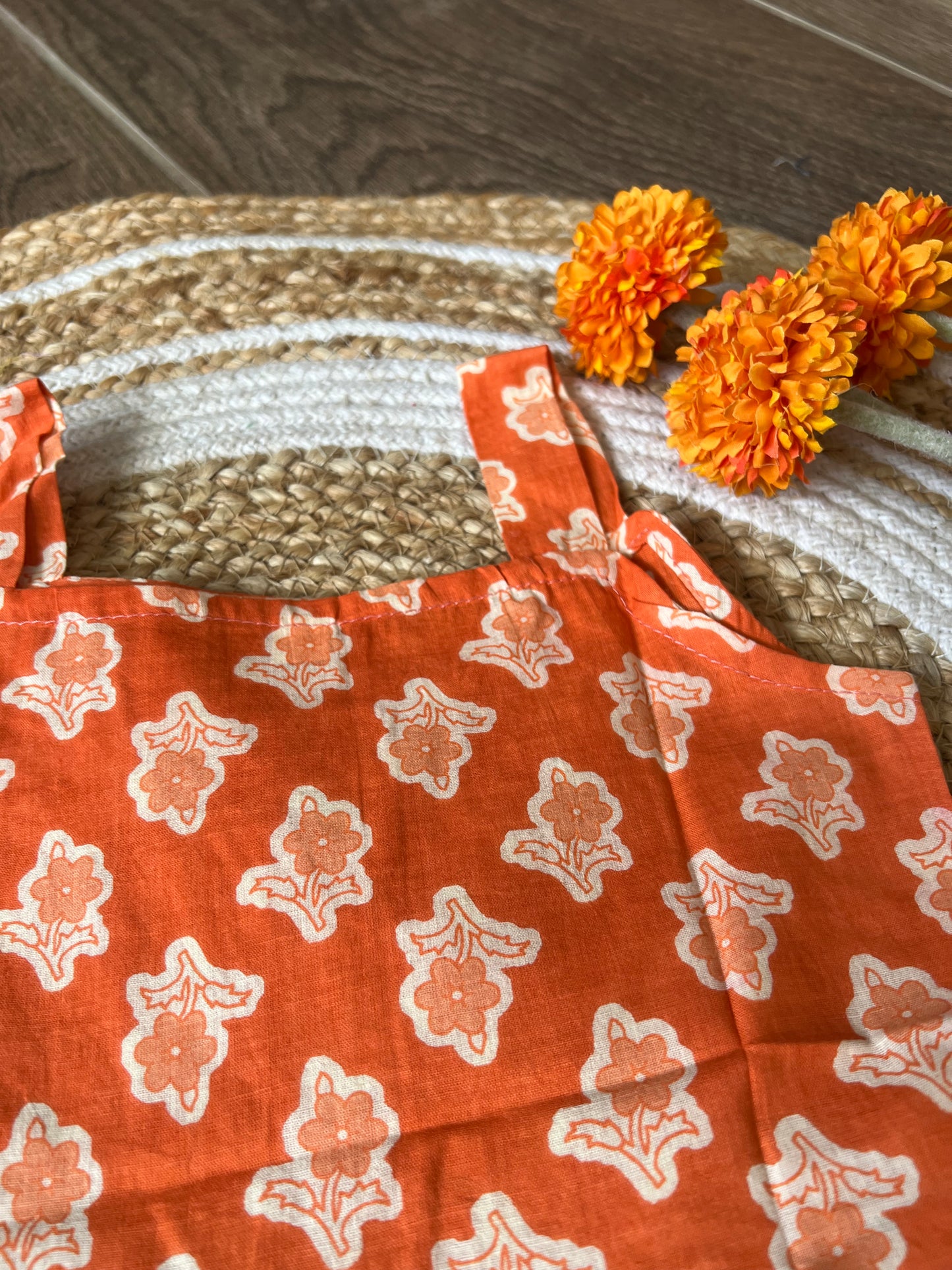 Orange - Cotton Frock 1.5 to 2 yrs