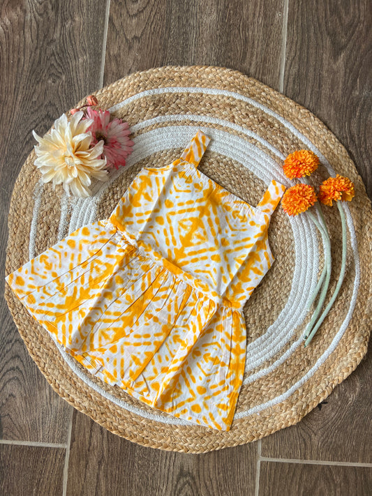 Yellow Batik - Cotton Frock 1 to 1.5 Yrs