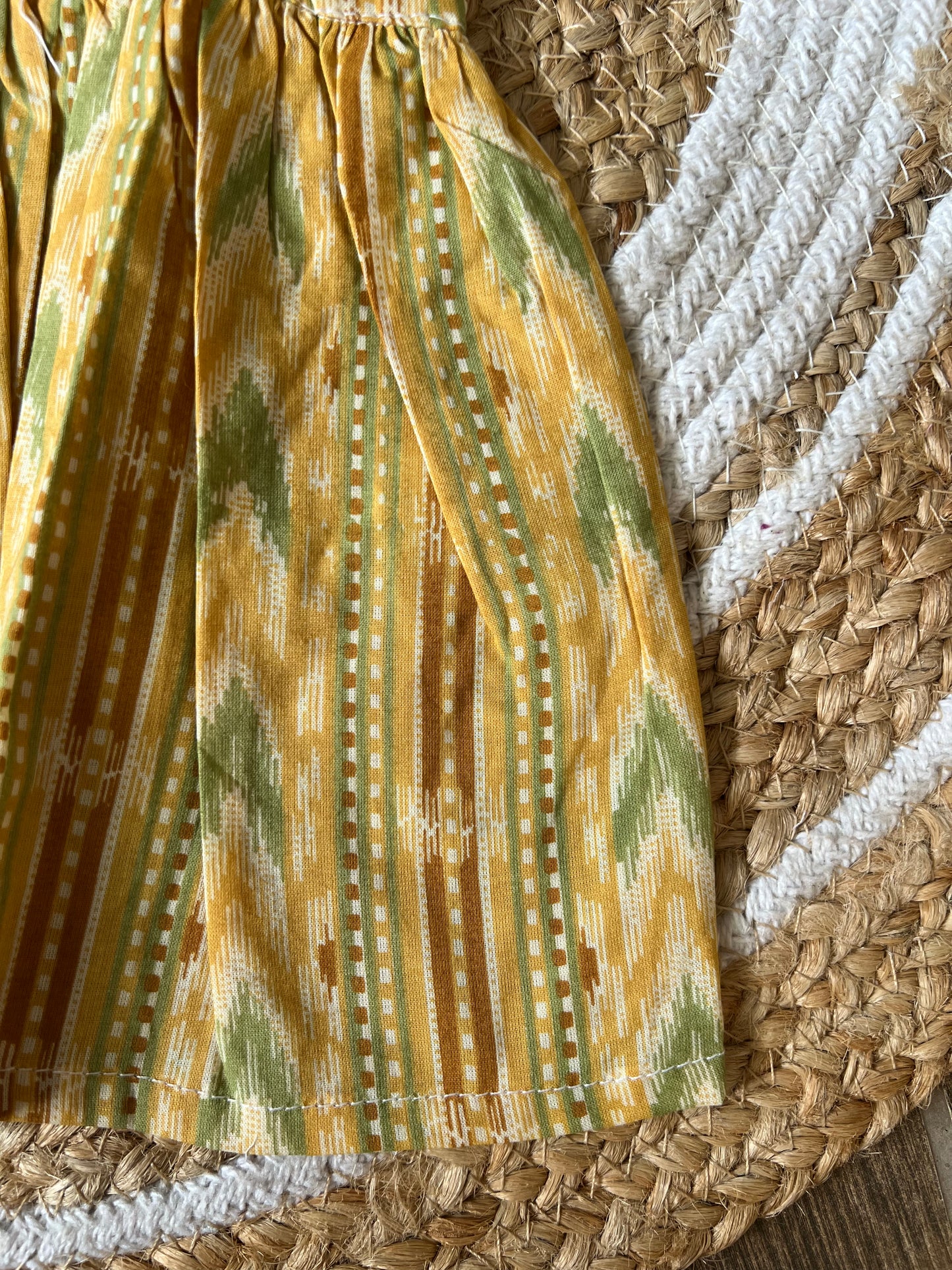 Mustard Ikat- Cotton Frock 1 to 1.5 Yrs