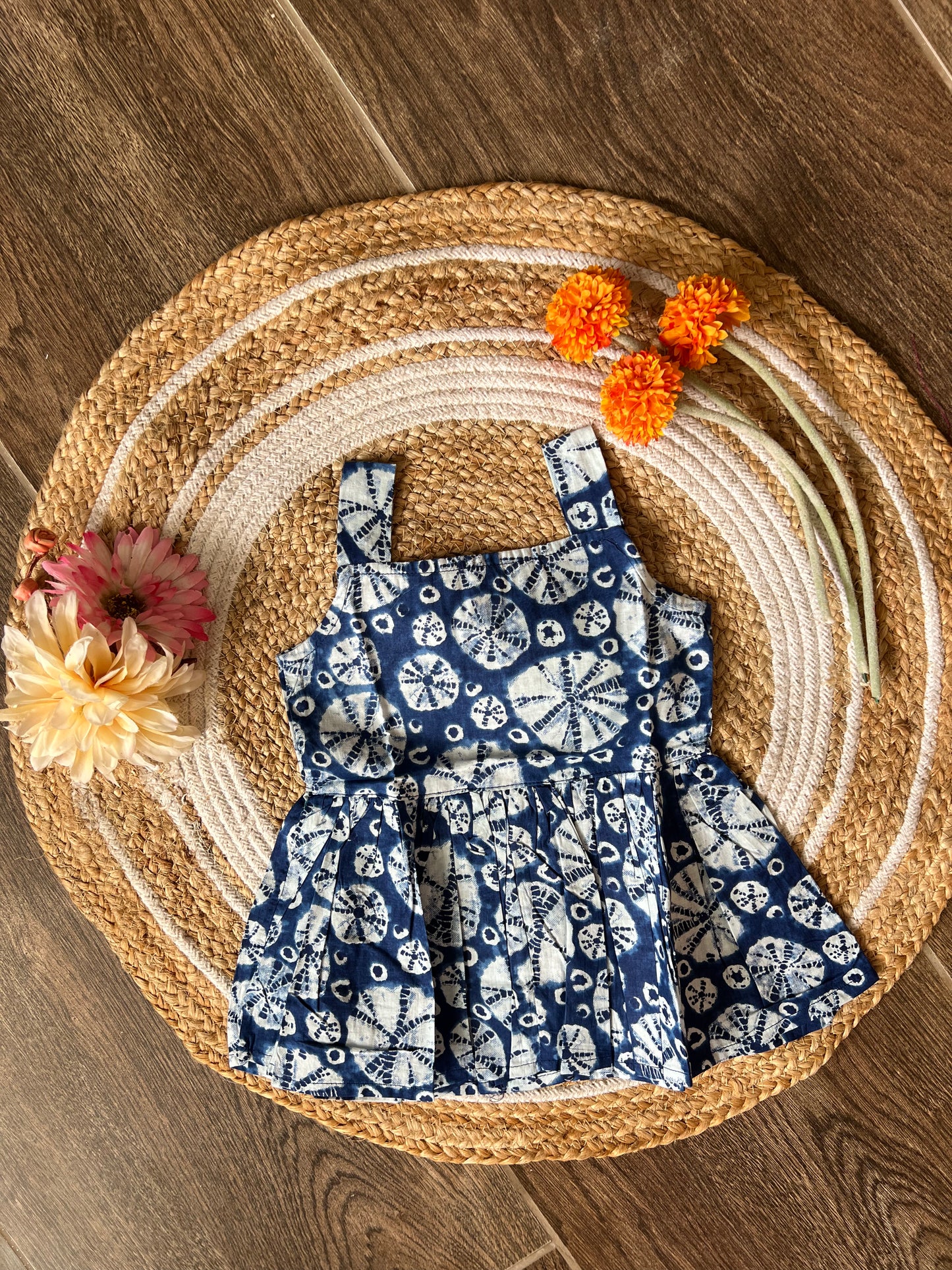 Navy Batik - Cotton Frock 1 to 1.5 Yrs