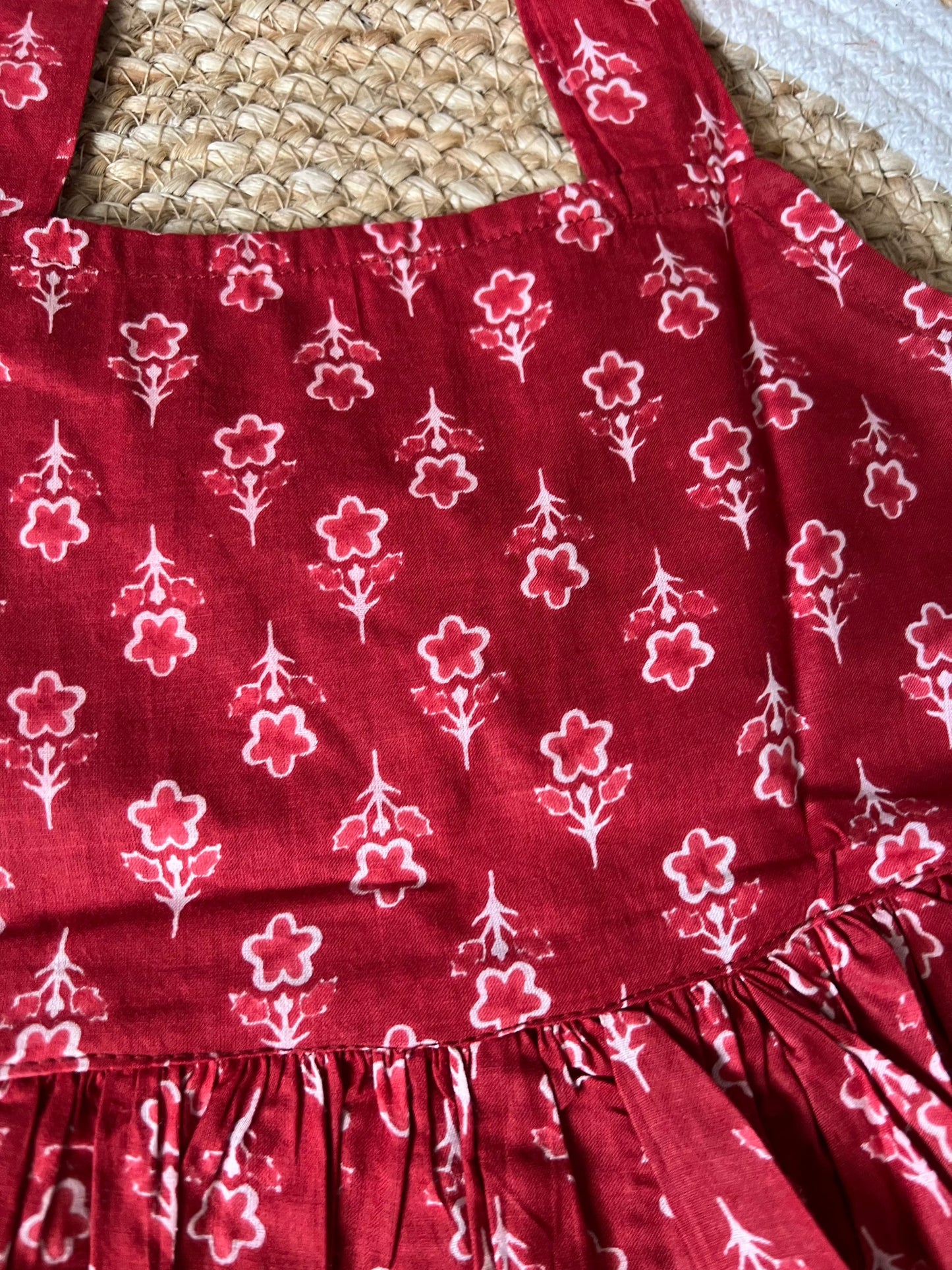 Red Blossom - Cotton Frock 1 to 1.5 Yrs