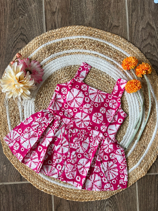 Pink Batik - Cotton Frock 1 to 1.5 Yrs