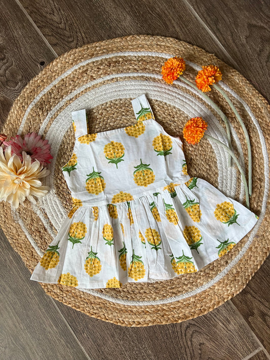 White Marigold - Cotton Frock 6m to 12m