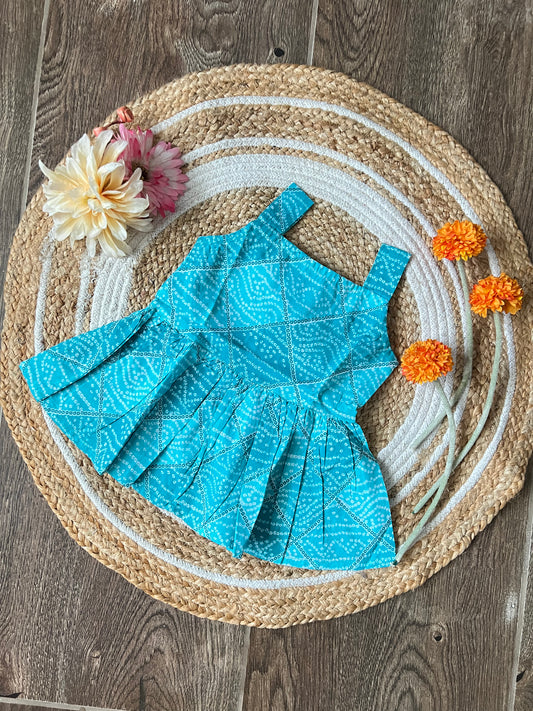 Blue Batik - Cotton Frock 6m to 12m