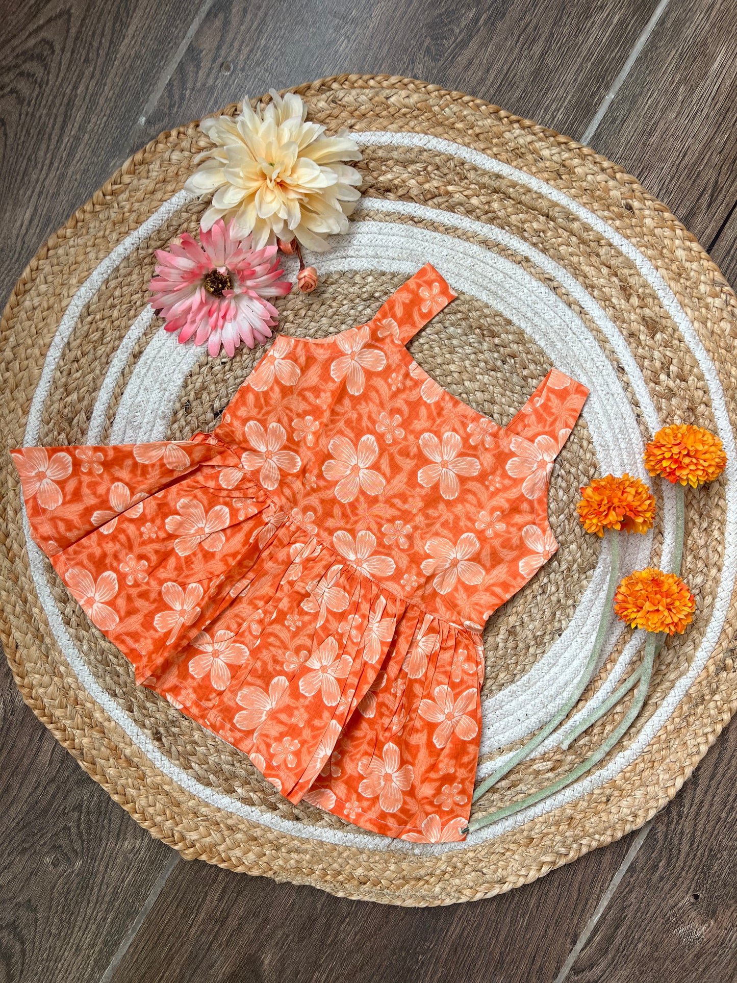 Orange Burst - Cotton Frock 6m to 12m