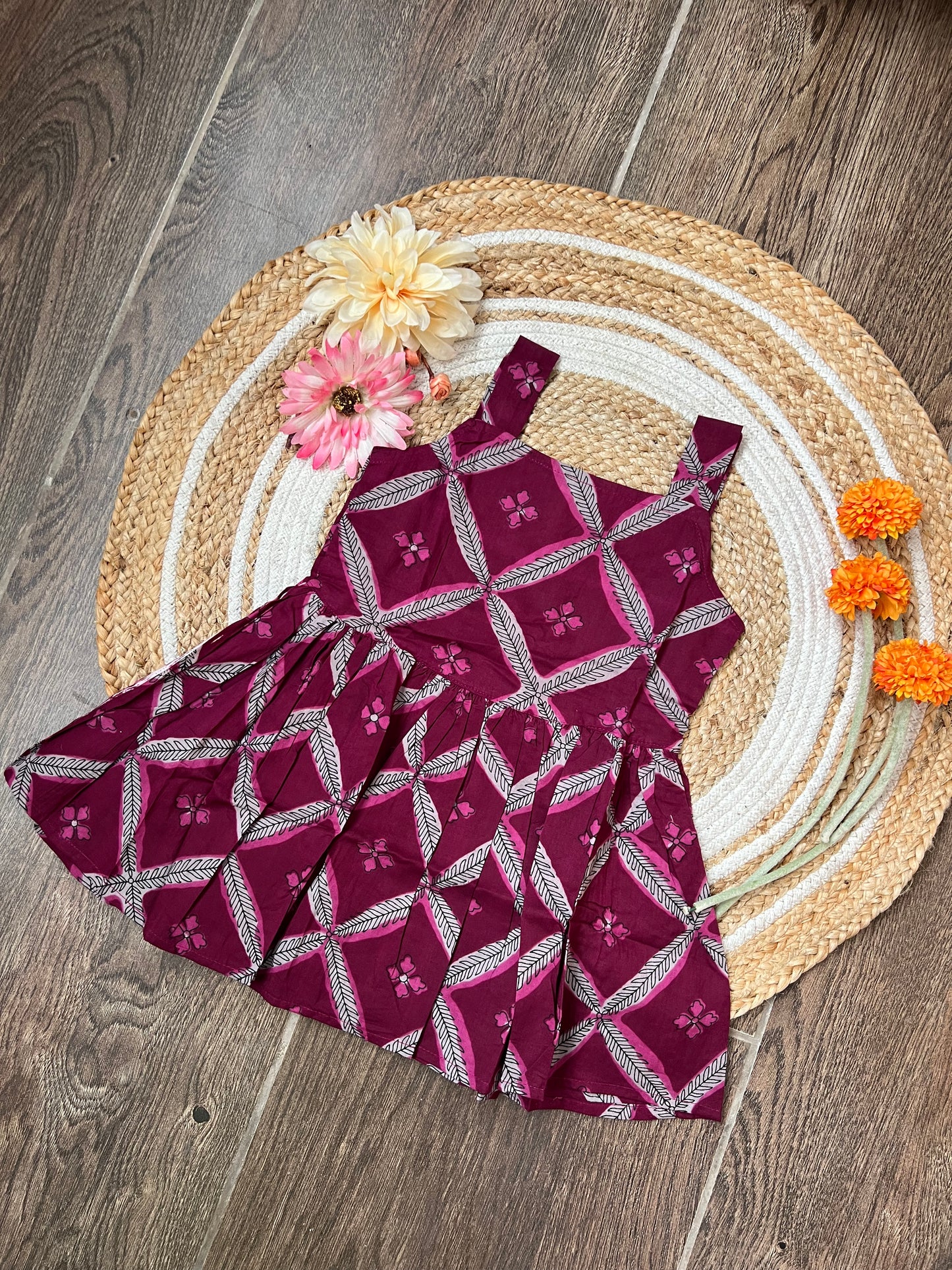 Magenta Bloom - Cotton Frock 2.5 to 3 yrs