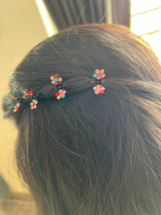 Ultra Mini Metal Flower Hair Claws