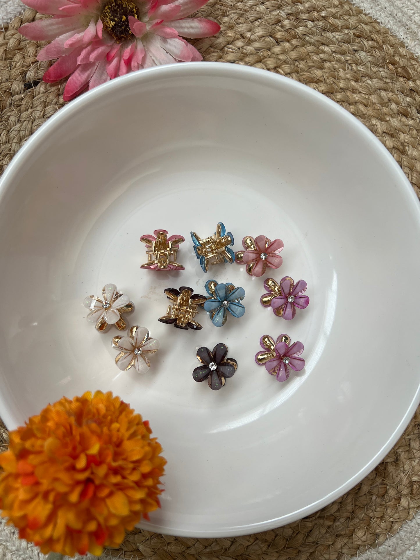 Mini Metal Flower Hair Claws