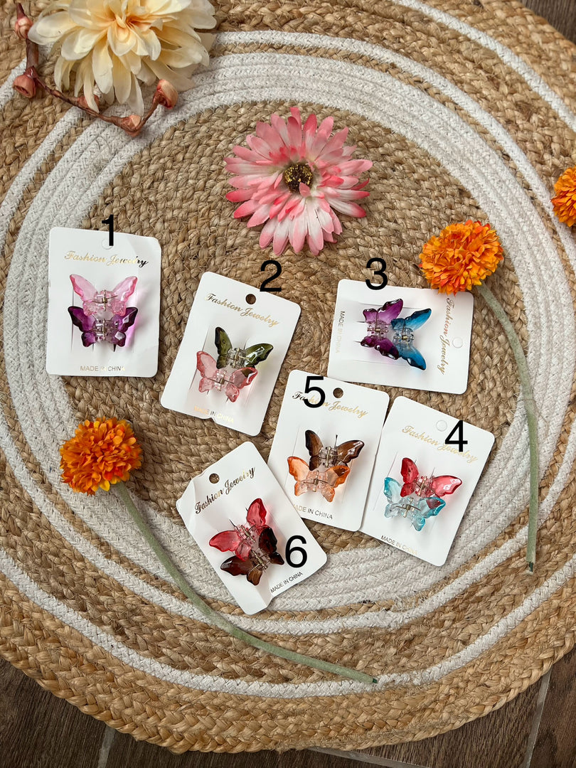 Small Glass Butterfly Hair Claws