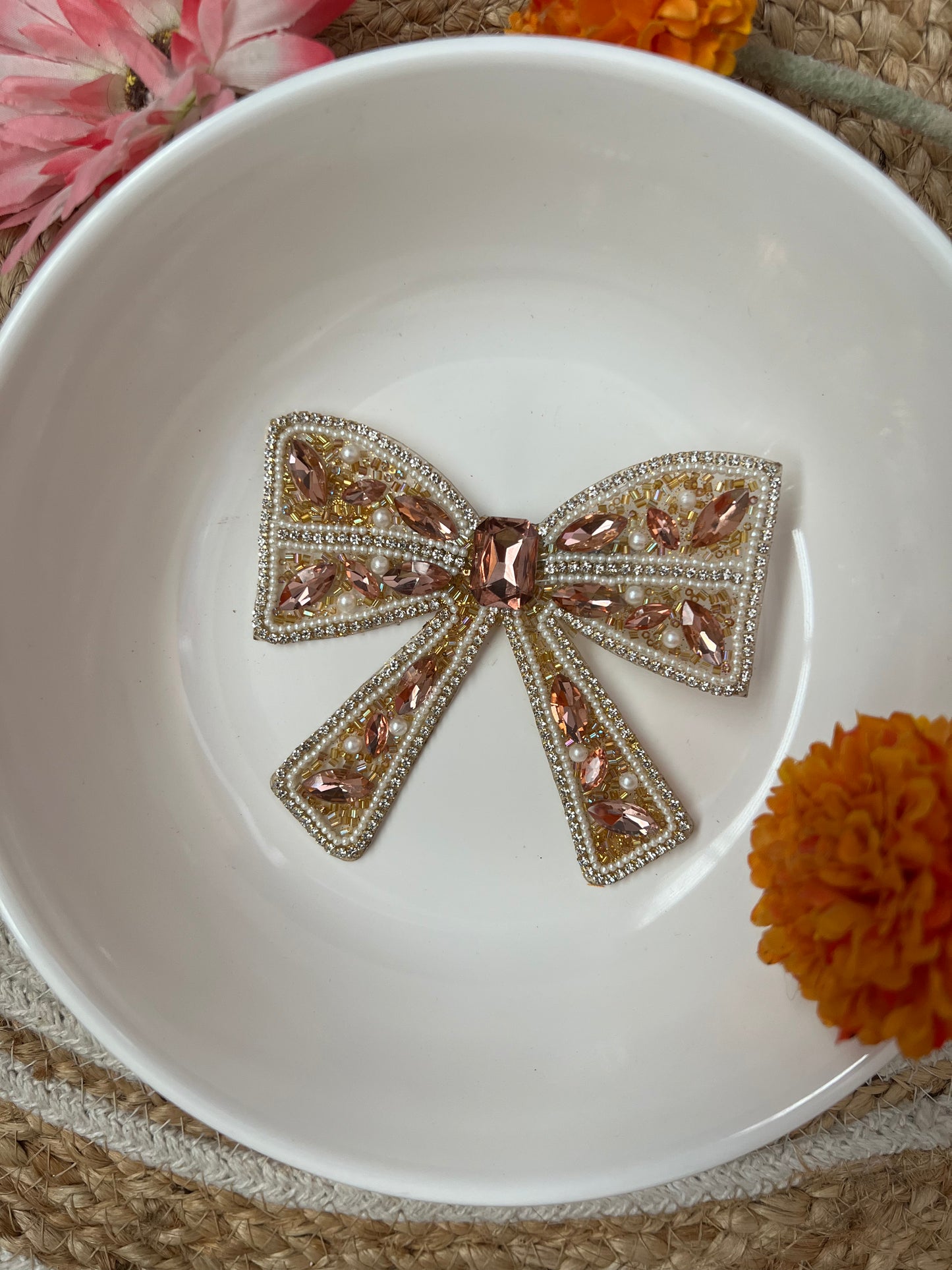 Rhinestone Bow Hair Pins -  Exclusive