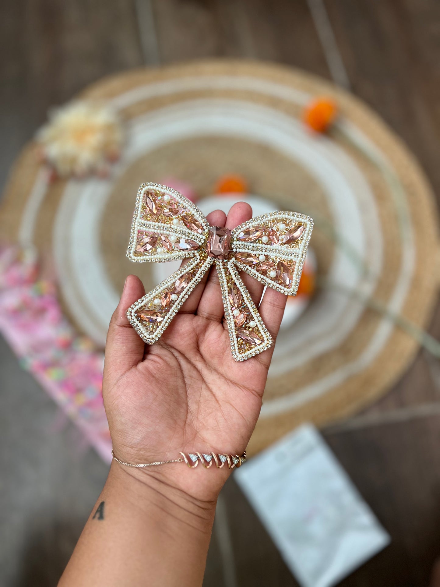 Rhinestone Bow Hair Pins -  Exclusive