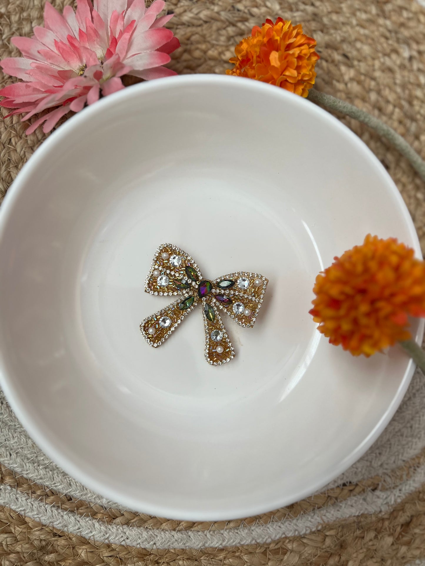 Rhinestone Bow Hair Pins (Small)