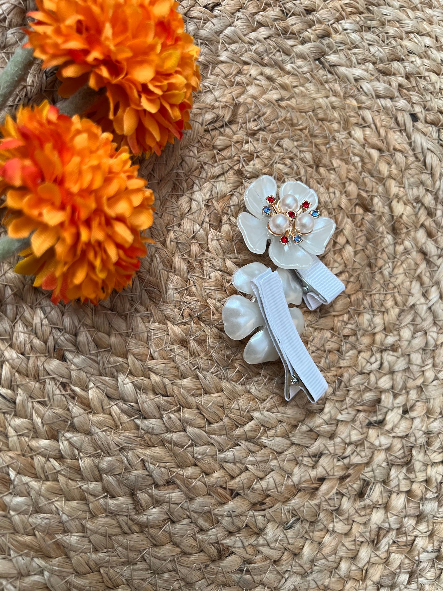 Pearl Flower Hair Pins (Newborn Friendly)