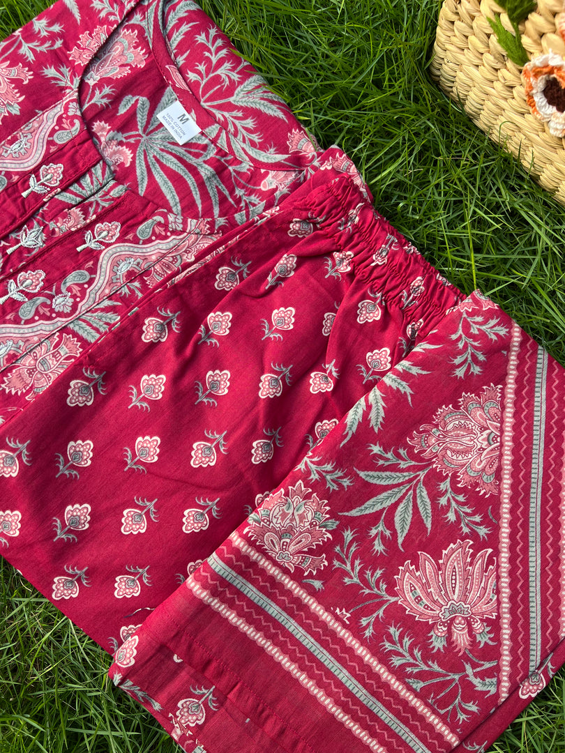 Soft Cotton Kurta Set: Full Bloom