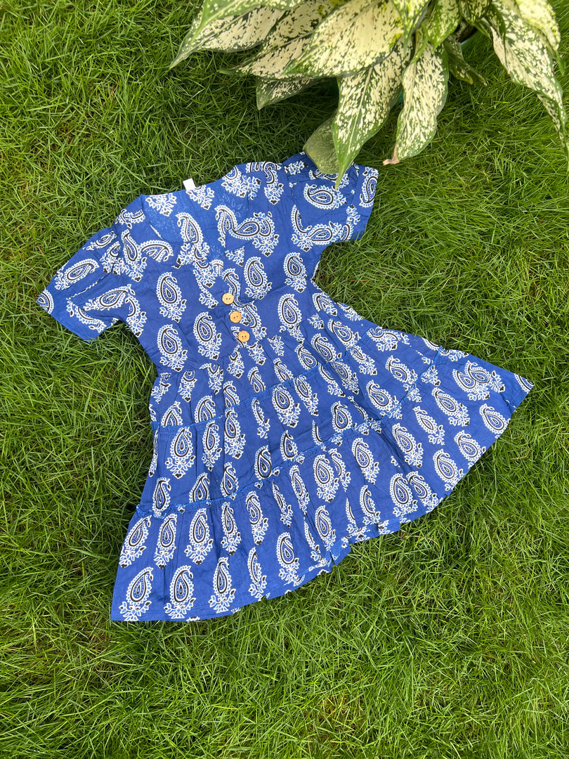 Kids Cotton Dress: Blue Mango