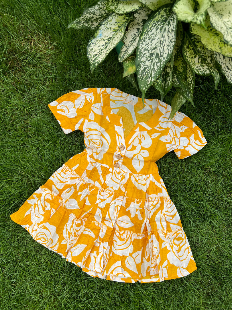 Kids Cotton Dress: Yellow Mellow