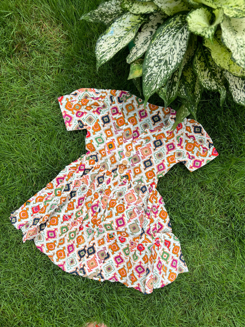 Kids Cotton Dress: Rangoli