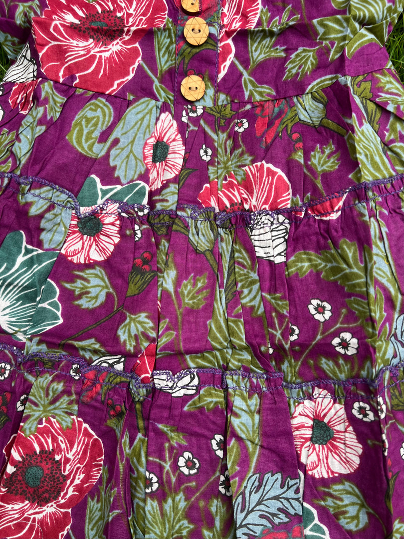 Kids Cotton Dress: Purple Bloom