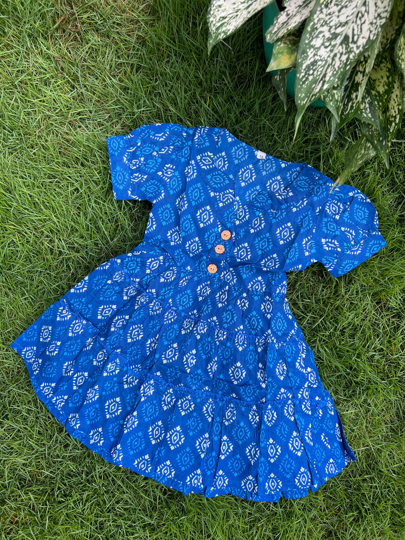 Kids Cotton Dress: Sky Blossom