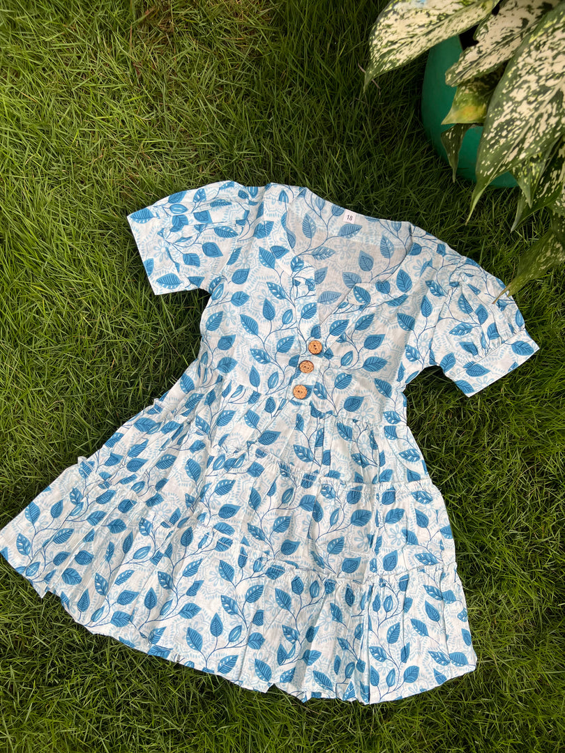 Kids Cotton Dress: Snow Bloom