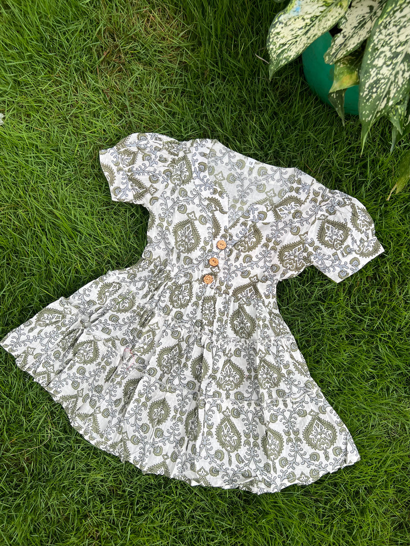 Kids Cotton Dress: Floral Art