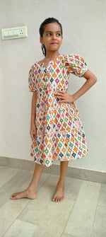 Load image into Gallery viewer, Kids Cotton Dress: Rangoli
